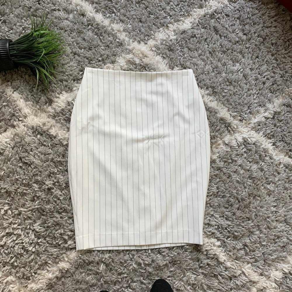 Express High-waisted Pinstripe Pencil Skirt White